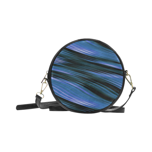 Deep Ocean Blue Black Wave Round Sling Bag (Model 1647)