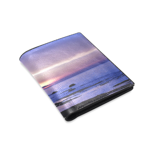 Blue and Purple Sunset Men's Leather Wallet (Model 1612)