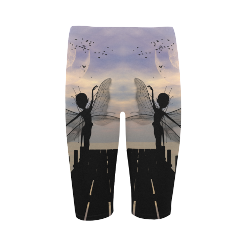 Cute fairy dancing on a jetty Hestia Cropped Leggings (Model L03)