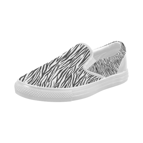 Zebra Stripes Women's Slip-on Canvas Shoes (Model 019)
