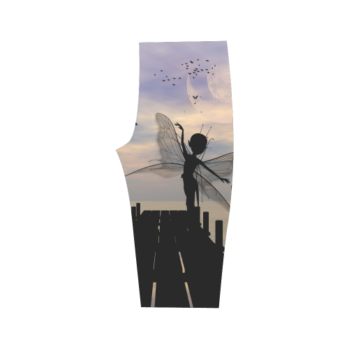 Cute fairy dancing on a jetty Hestia Cropped Leggings (Model L03)