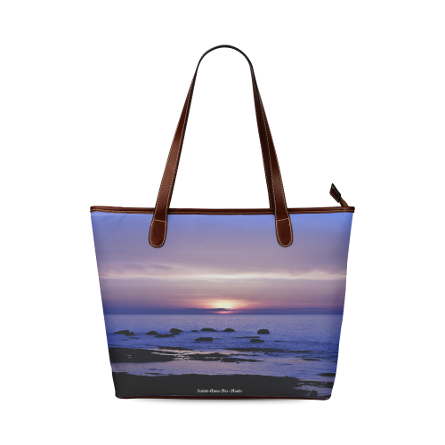 Blue and Purple Sunset Shoulder Tote Bag (Model 1646)