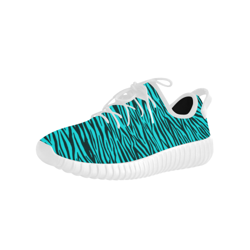 Turquoise Zebra Stripes Grus Women's Breathable Woven Running Shoes (Model 022)