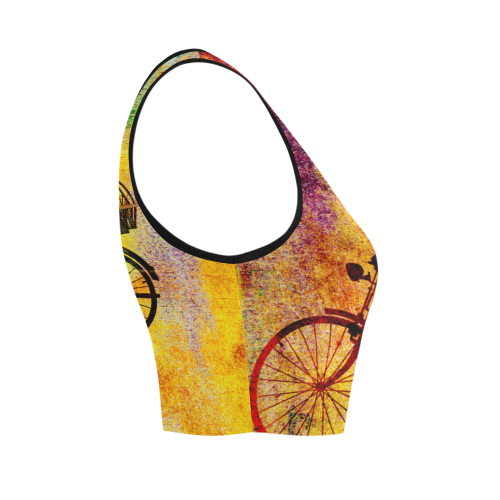 Cat and Bicycle Women's Crop Top (Model T42)