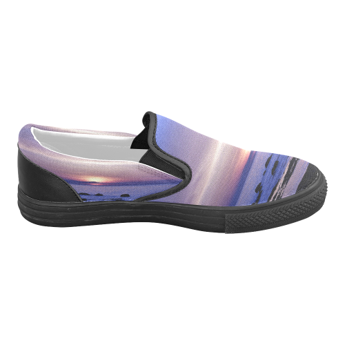 Blue and Purple Sunset Men's Slip-on Canvas Shoes (Model 019)