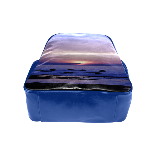 Blue and Purple Sunset Multi-Pockets Backpack (Model 1636)