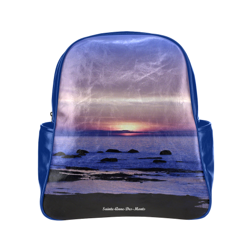 Blue and Purple Sunset Multi-Pockets Backpack (Model 1636)