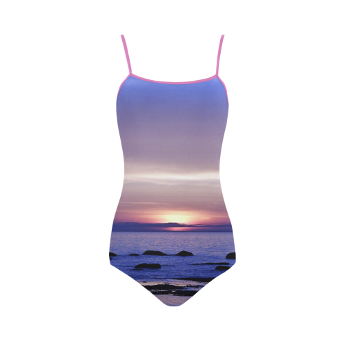 Blue and Purple Sunset Strap Swimsuit ( Model S05)