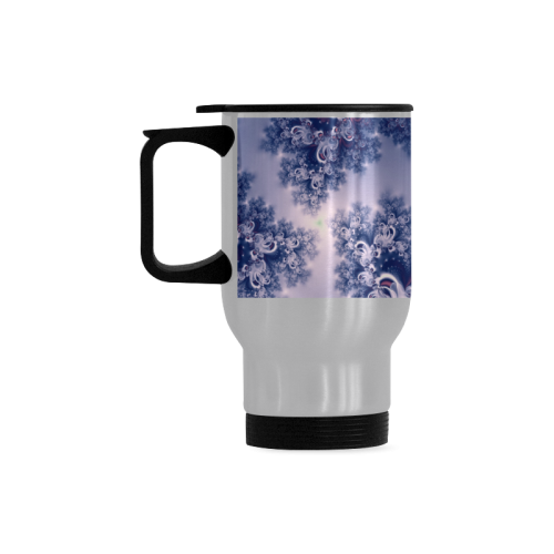 Purple Frost Fractal Travel Mug (Silver) (14 Oz)