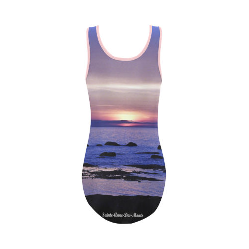 Blue and Purple Sunset Vest One Piece Swimsuit (Model S04)