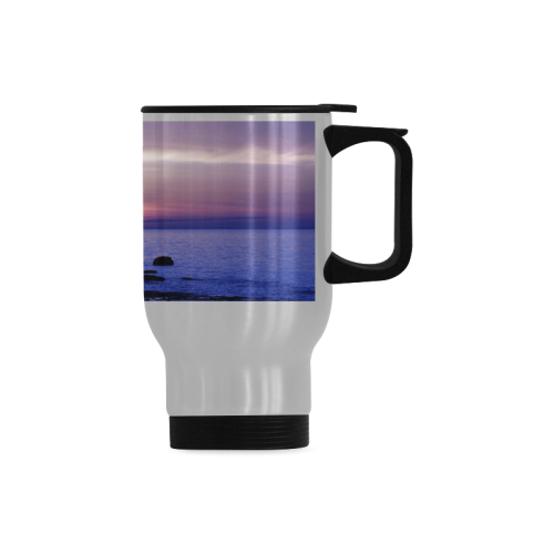 Blue and Purple Sunset Travel Mug (Silver) (14 Oz)