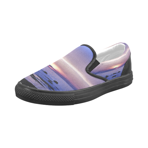 Blue and Purple Sunset Men's Slip-on Canvas Shoes (Model 019)