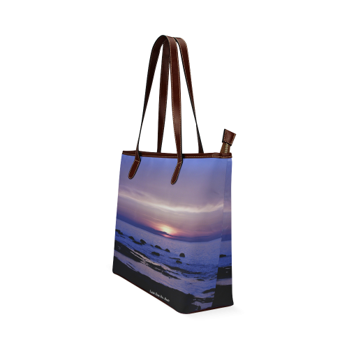 Blue and Purple Sunset Shoulder Tote Bag (Model 1646)