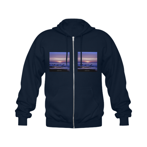 Blue and Purple Sunset Gildan Full Zip Hooded Sweatshirt (Model H02)