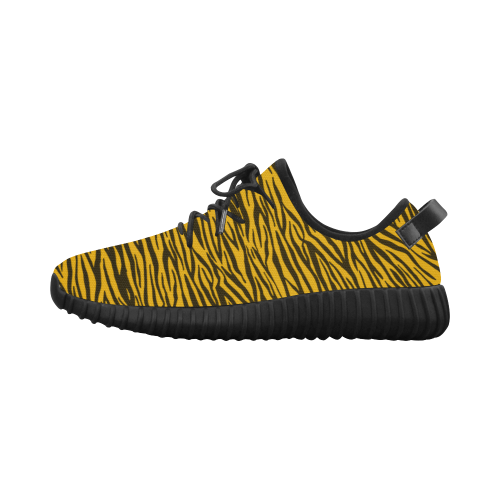 Yellow Zebra Stripes Grus Women's Breathable Woven Running Shoes (Model