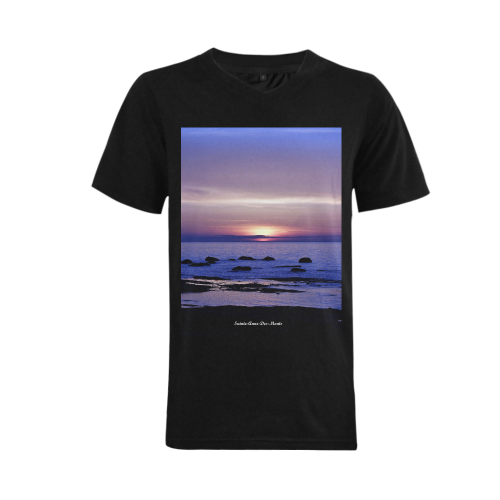Blue and Purple Sunset Men's V-Neck T-shirt (USA Size) (Model T10)
