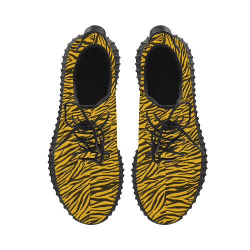 Yellow Zebra Stripes Grus Women's Breathable Woven Running Shoes (Model