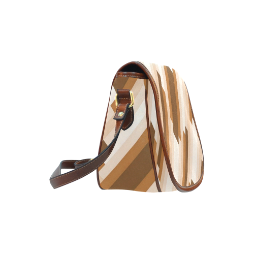 Shades Of Brown Diagonal Stripes Saddle Bag/Large (Model 1649)