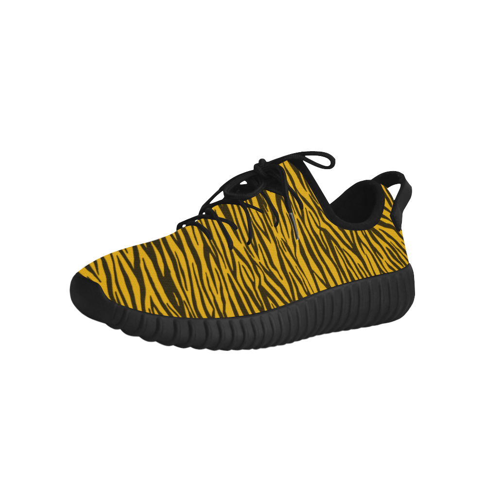 Yellow Zebra Stripes Grus Women's Breathable Woven Running Shoes (Model
