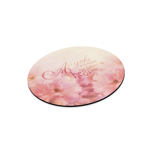 Pink Cherry Blossom for Angels Round Mousepad