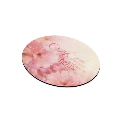 Pink Cherry Blossom for Angels Round Mousepad