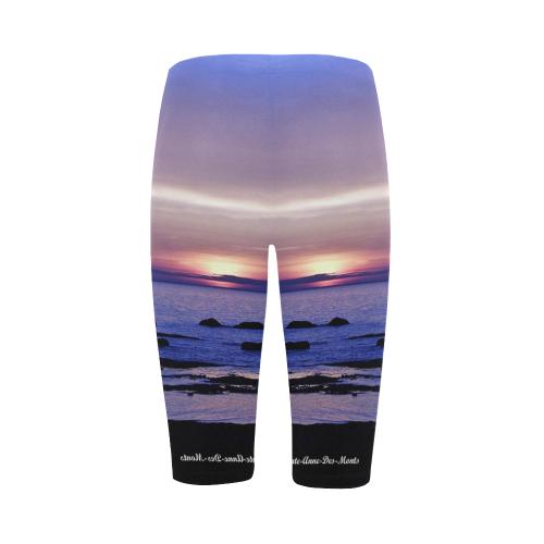 Blue and Purple Sunset Hestia Cropped Leggings (Model L03)