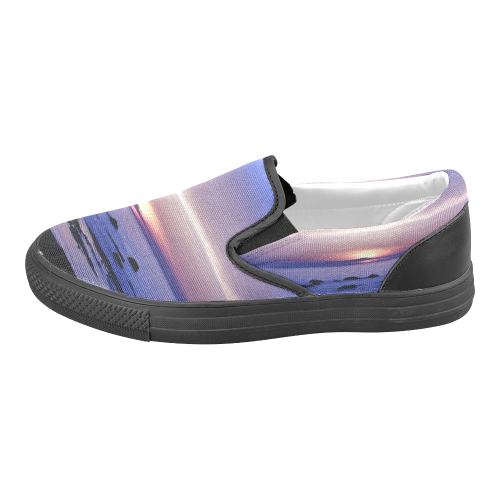 Blue and Purple Sunset Men's Slip-on Canvas Shoes (Model 019)