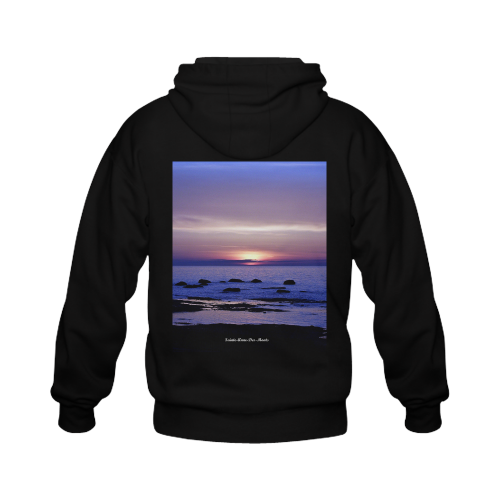 Blue and Purple Sunset Gildan Full Zip Hooded Sweatshirt (Model H02)