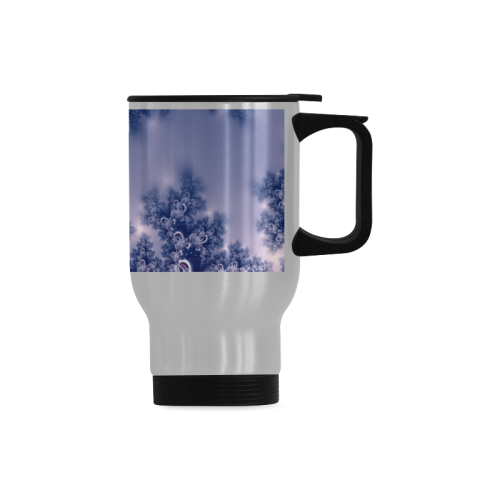 Purple Frost Fractal Travel Mug (Silver) (14 Oz)