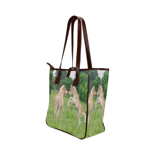 Haflinger Horses Cute Funny Pony Foals Playing Horse Rearing Classic Tote Bag (Model 1644)