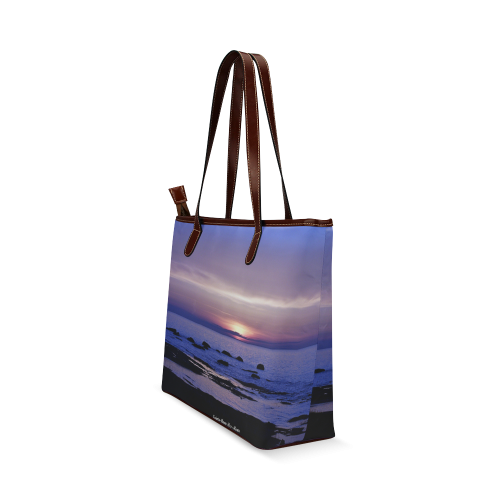 Blue and Purple Sunset Shoulder Tote Bag (Model 1646)