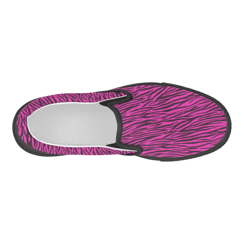 Pink Zebra Stripes Women's Slip-on Canvas Shoes (Model 019)