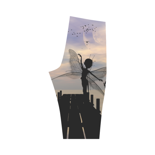 Cute fairy dancing on a jetty Hestia Cropped Leggings (Model L03)