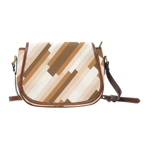 Shades Of Brown Diagonal Stripes Saddle Bag/Large (Model 1649)