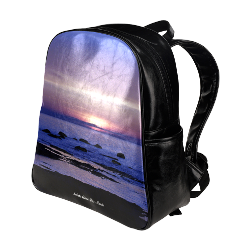 Blue and Purple Sunset Multi-Pockets Backpack (Model 1636)