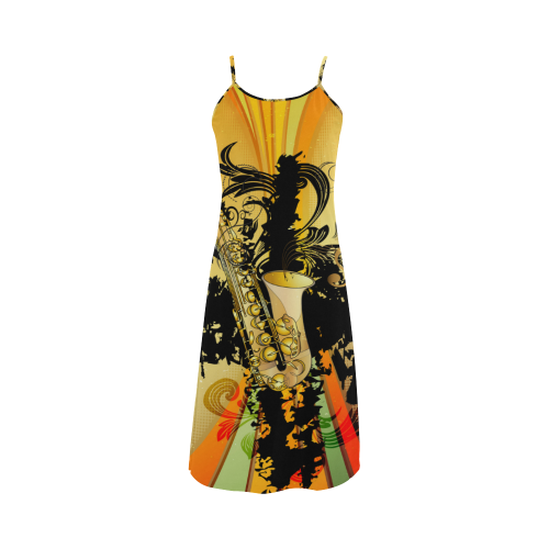 Saxophone with flowers Alcestis Slip Dress (Model D05)