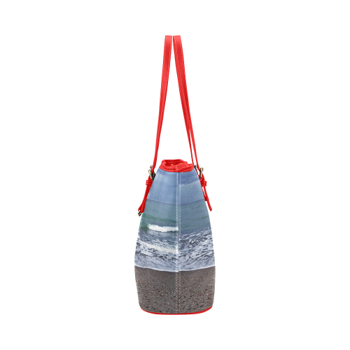 Foam on the Beach Leather Tote Bag/Large (Model 1651)