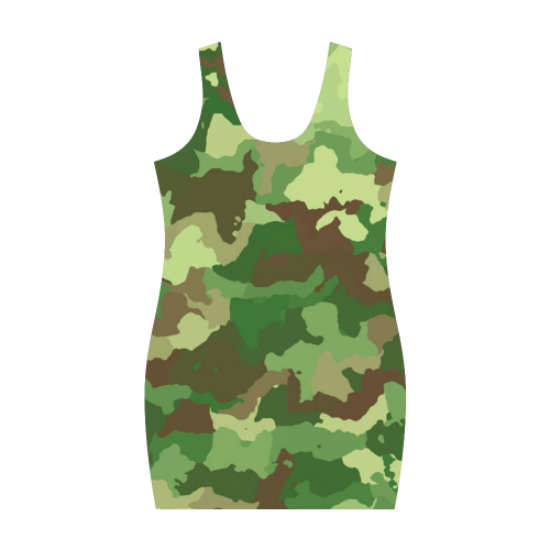 camouflage green Medea Vest Dress (Model D06)