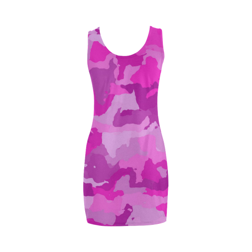 camouflage hot pink Medea Vest Dress (Model D06)