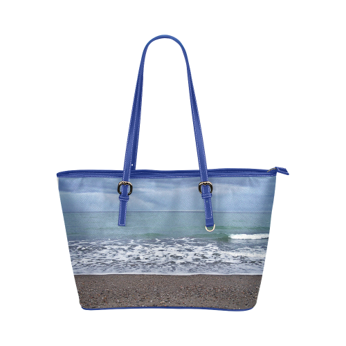 Foam on the Beach Leather Tote Bag/Small (Model 1651)