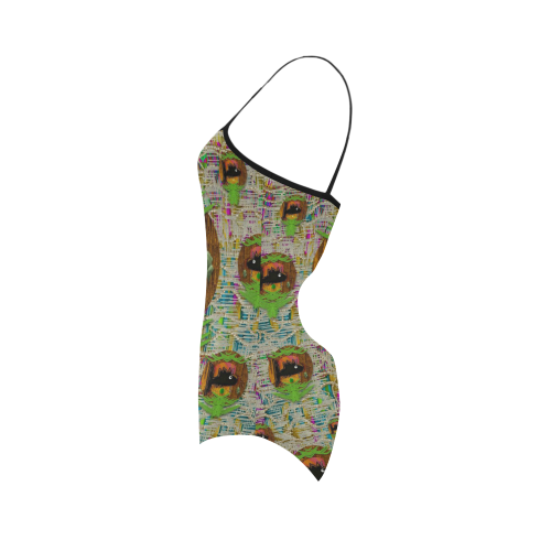 Fishes in a peacock and lace place in rainbows Strap Swimsuit ( Model S05)