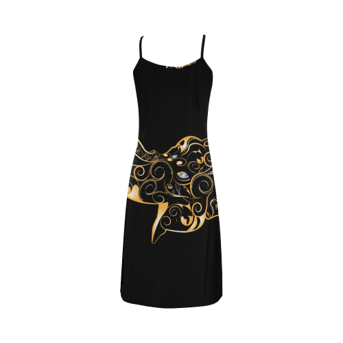 Wonderful gold, black elephant Alcestis Slip Dress (Model D05)