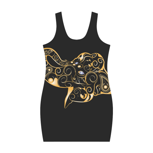 Wonderful gold, black elephant Medea Vest Dress (Model D06)