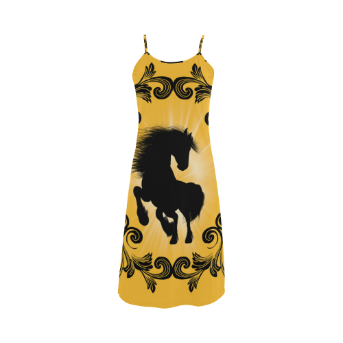 Black horse silhouette Alcestis Slip Dress (Model D05)