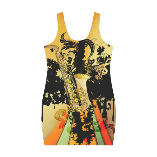 Saxophone with flowers Medea Vest Dress (Model D06)