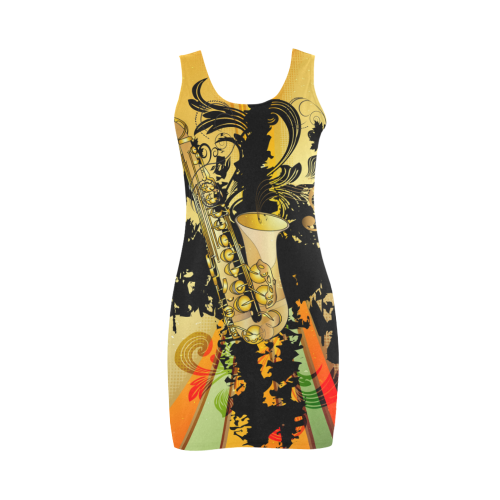 Saxophone with flowers Medea Vest Dress (Model D06)