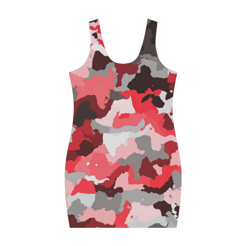 camouflage red,black Medea Vest Dress (Model D06)