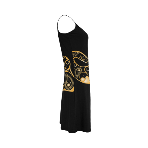 Wonderful gold, black elephant Alcestis Slip Dress (Model D05)