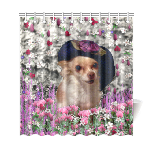 Chi Chi in Pink White Flowers, Chihuahua Puppy Dog Shower Curtain 69"x72"
