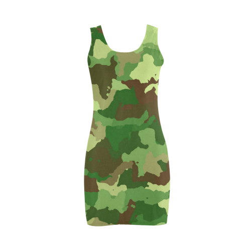 camouflage green Medea Vest Dress (Model D06)